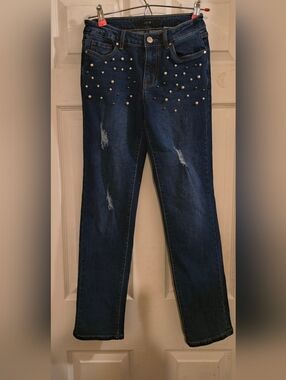 Joe's Jeans Dark Blue Skinny Jeans with Pearl Embellishments Sz 12